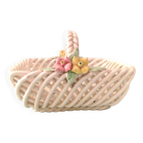 Empty pocket basket in woven white ceramic / vintage 60s-70s