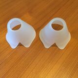 Pair white frosted glass blind