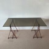 Office glass tray on trestles altuglass 1970s