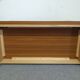 Low chest of drawers with 3 drawers in mahogany and white satin, France circa 1980.
