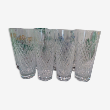 Set of 8 cut crystal glasses
