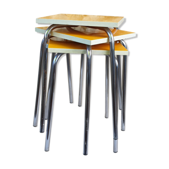 3 vintage stools in orange formica