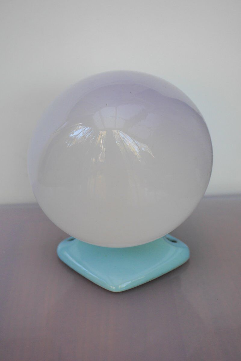 Large mid-century modern pale blue bathroom sconce from Ifö