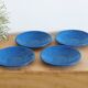 Set of 4 blue enamelled metal plates