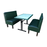 Ensemble de deux banquettes bistrot plus table