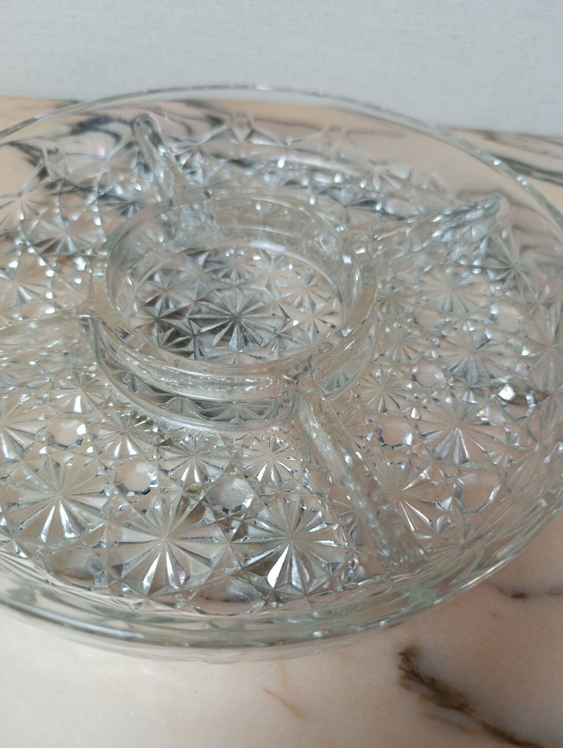 Cut glass serving dish for appetizers