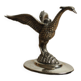 Sculpture or cognac glass warmer in the shape of an art deco silver swan