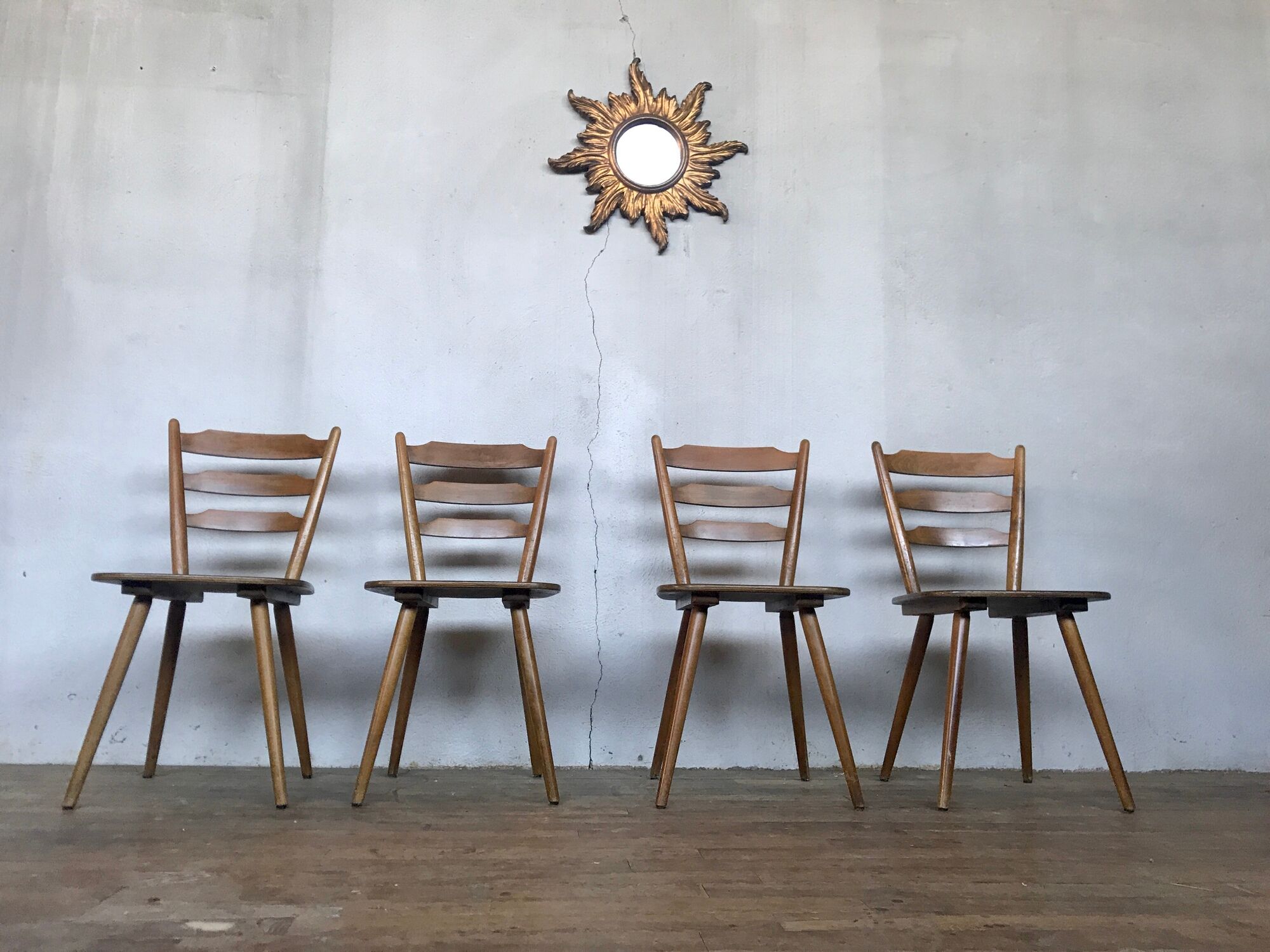 Series of 20 Scandinavian chairs or vintage wooden bistro