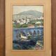 Watercolour painting of a village and aqueduct from the early 20th century, signed + frame.