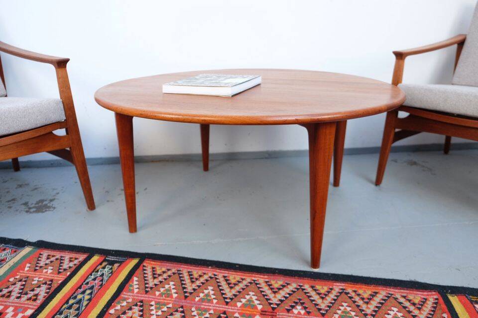 Table basse vintage Wikkelso en teck, années 60-70.