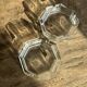 Set of 2 vintage octagonal glass ashtrays D11 H3.5