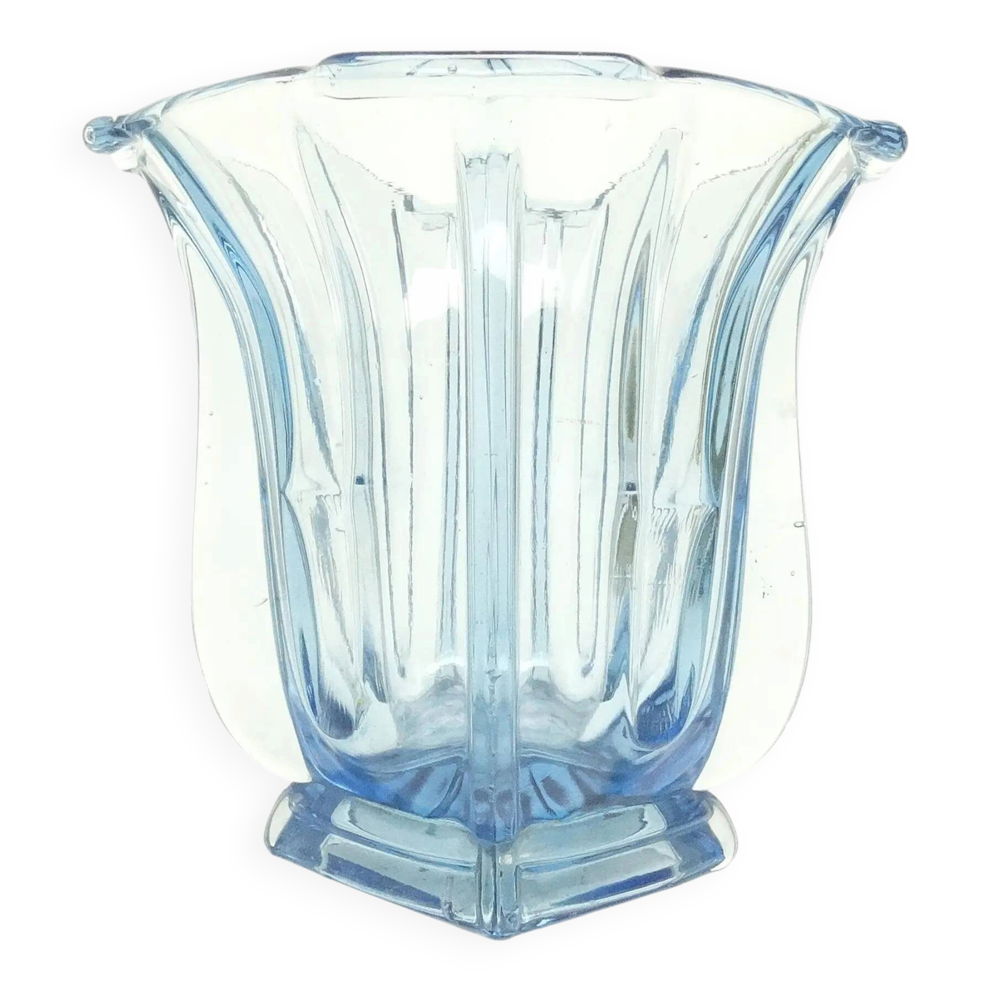Art Deco vase, pressed glass, Zawiercie Glassworks, Poland, 1930s