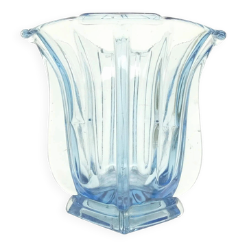 Art Deco vase, pressed glass, Zawiercie Glassworks, Poland, 1930s