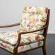 Restored 1960s armchair, floral pattern, two available.