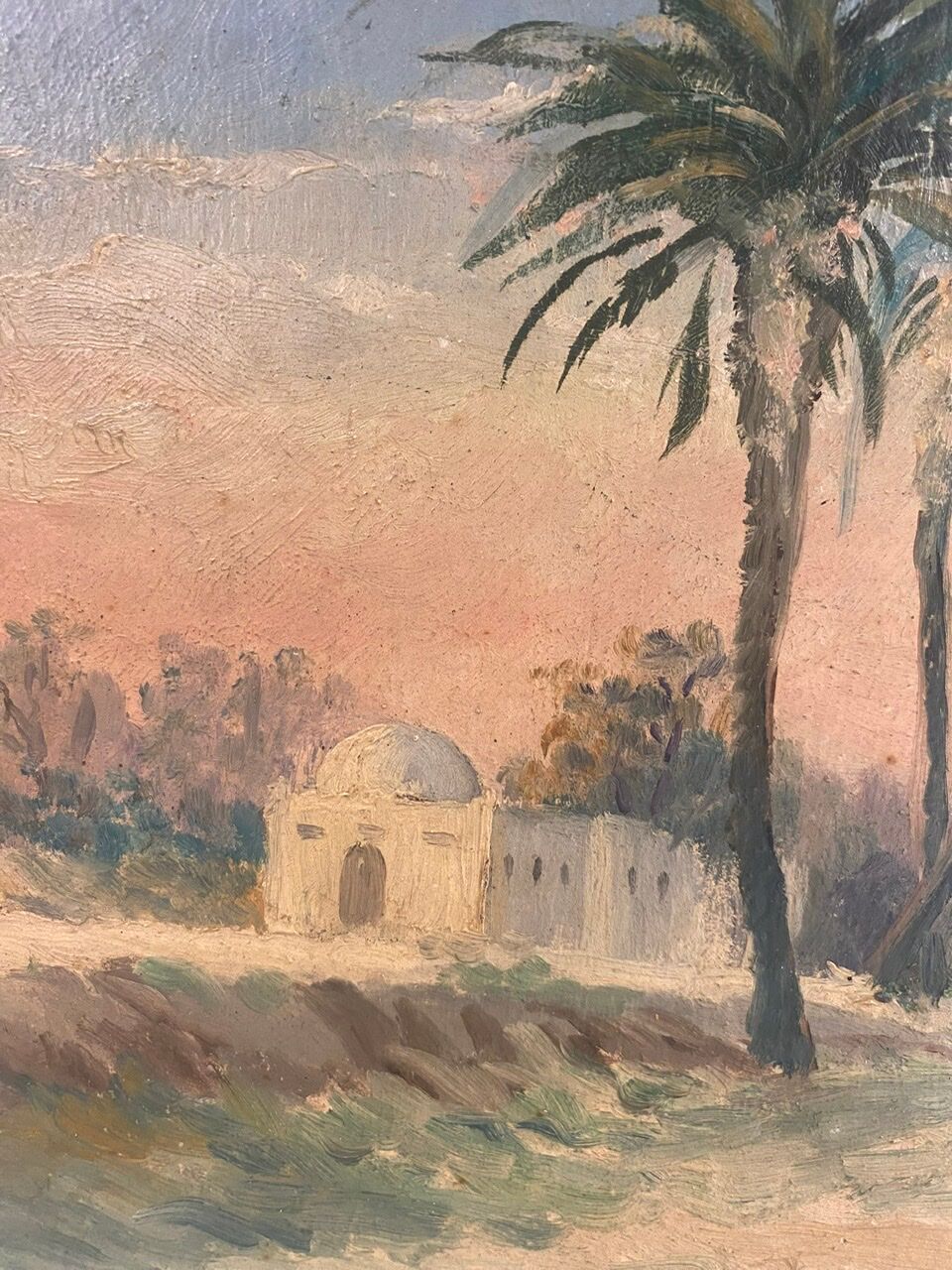 Old painting, orientalist landscape, signed, XX century