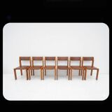 Set of 6 "Gorgoni" chairs in solid elm – Roche Bobois