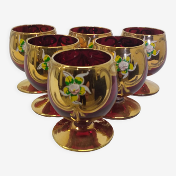 Golden Murano ruby digestive glasses