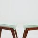 Vintage children's chair stool in pistachio green, mid-century modern design.