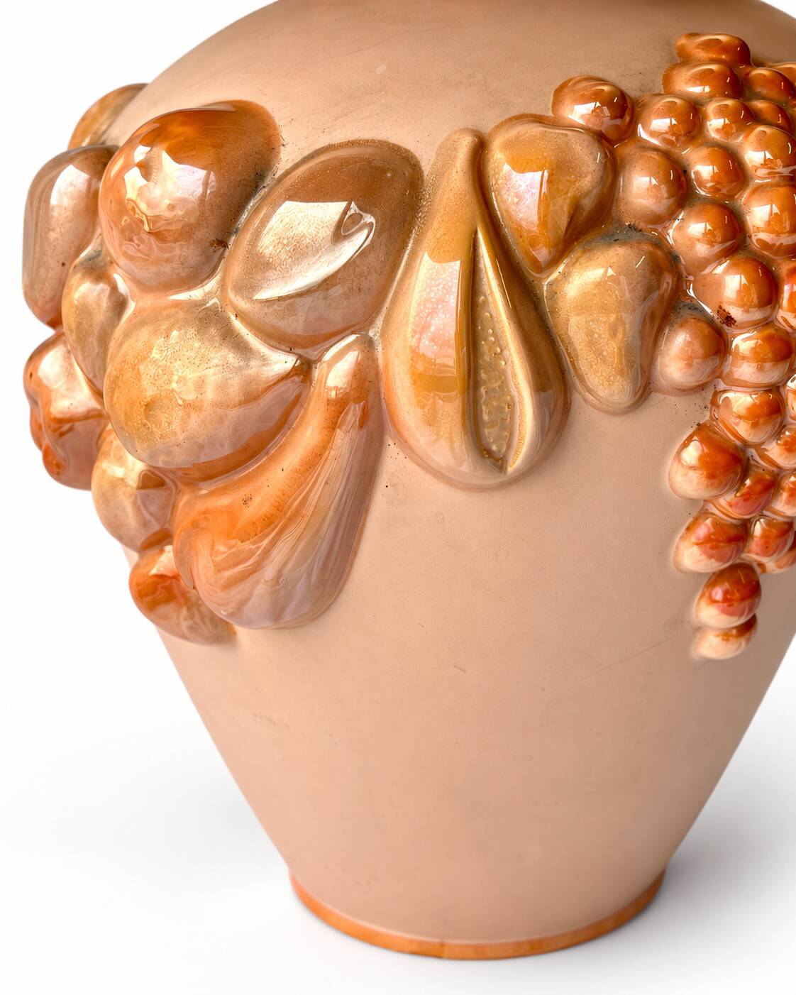 Ceramic Table Lamp with Sculptural Glazed Fruit Decoration