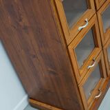 Vintage Dutch Beech & Pine Haberdashery Shop Cabinet / Vitrine, 1950s