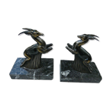 Pair of greenhouse book antelope in regulation on marble base
