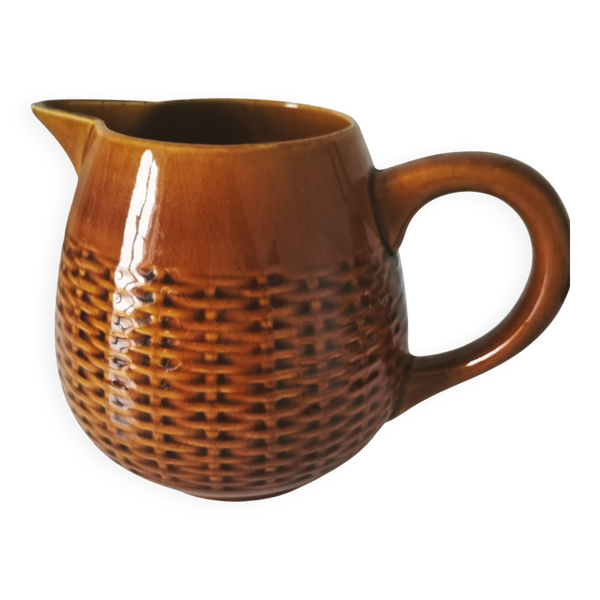 Pichet barbotine caramel à relief tressé