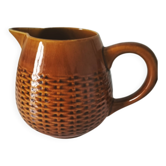 Pichet barbotine caramel à relief tressé
