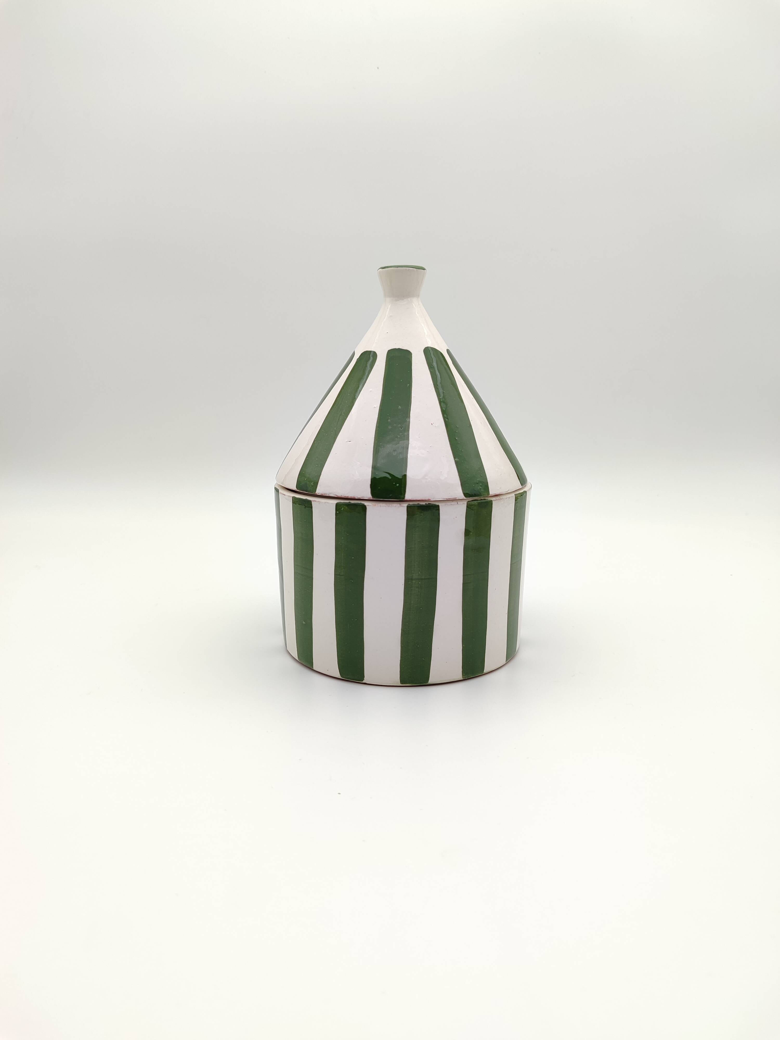 Bohemian style ceramic bowl with lid