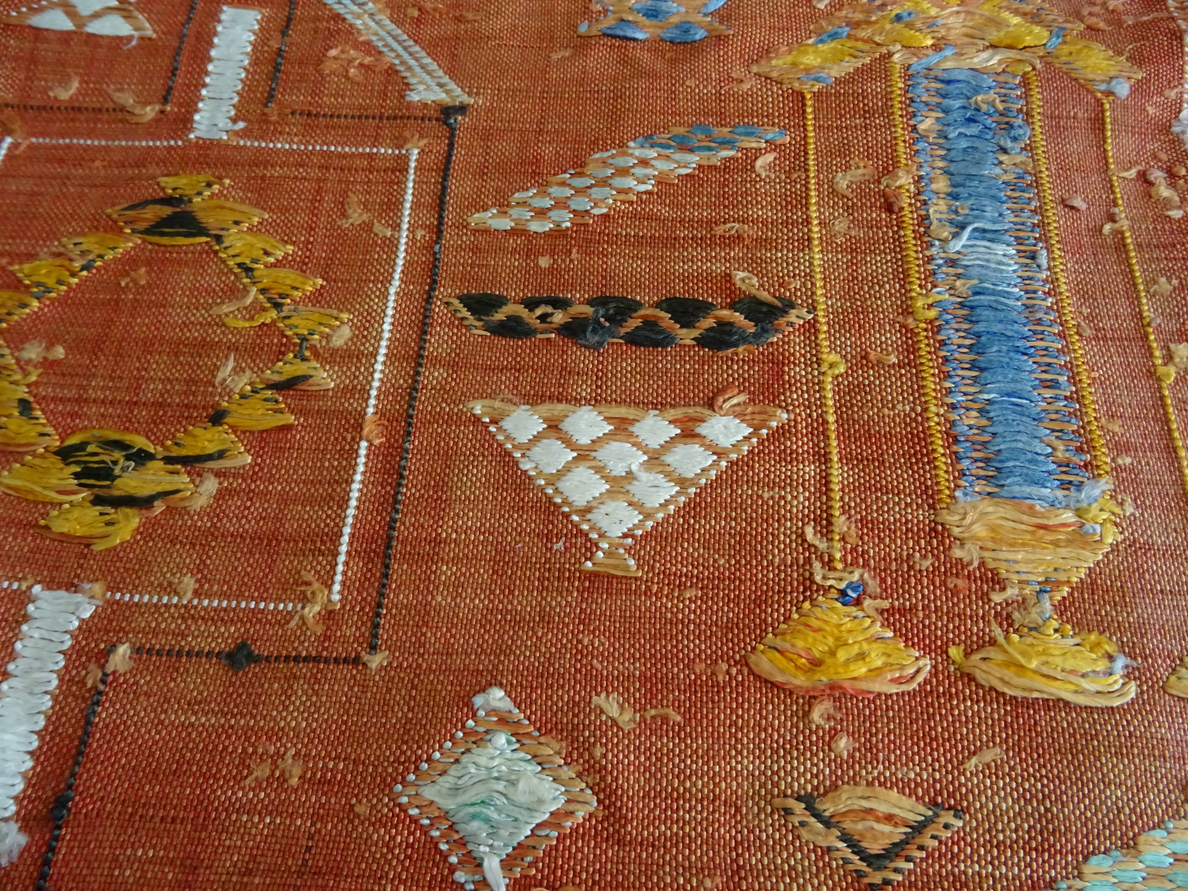 Pair of Berber carpets sabra Morocco plant fibers around 1930