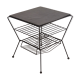 Vintage pedestal table in leather and metal 1960