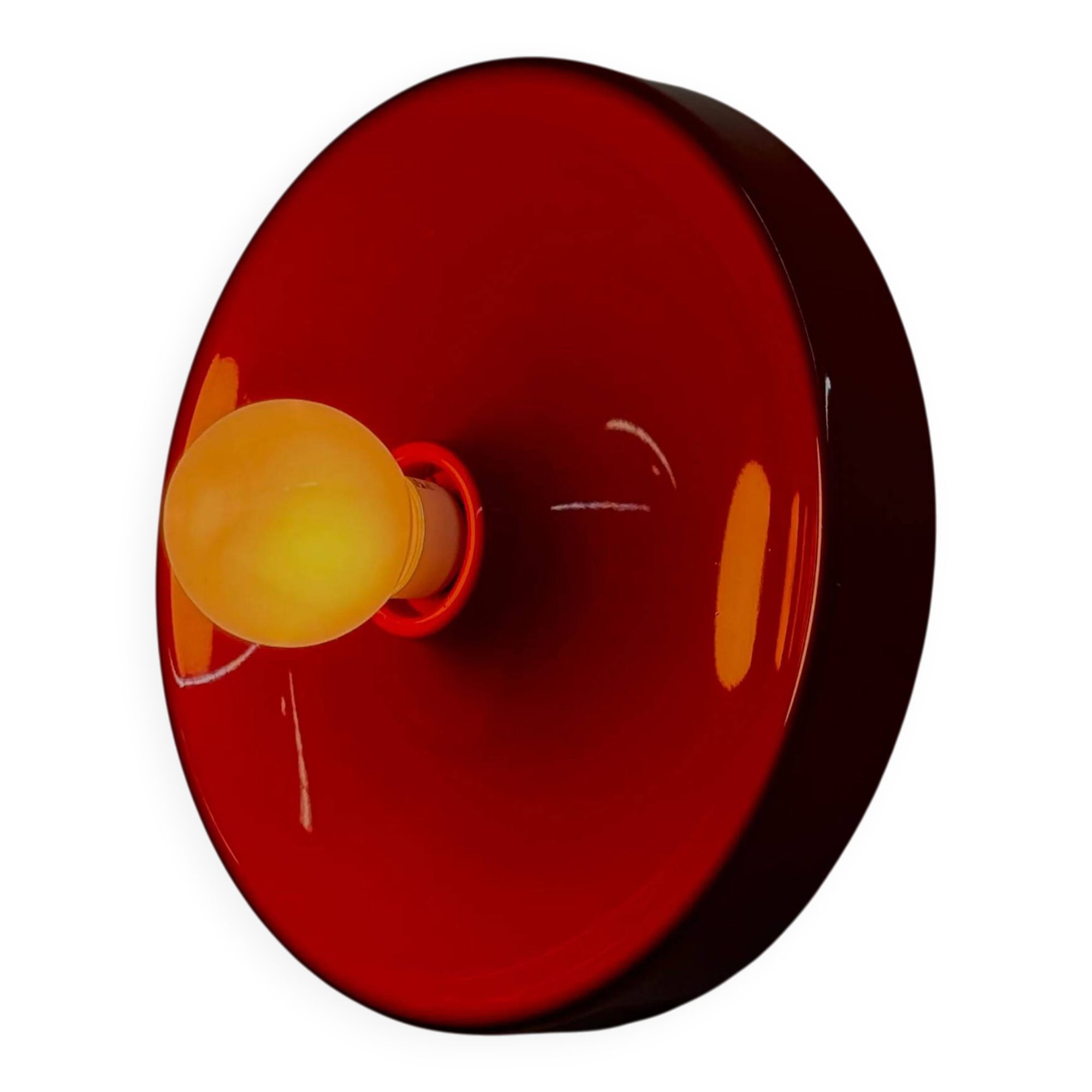Red space age disc lamp by Enrico Tronconi