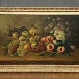 Josef Mansfeld (1819-1894). Still life with flowers and fruit.