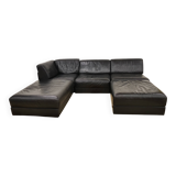 Mid-Century modular sofa in leather by De Sede, Set of 5, 1970s