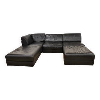 Mid-Century modular sofa in leather by De Sede, Set of 5, 1970s