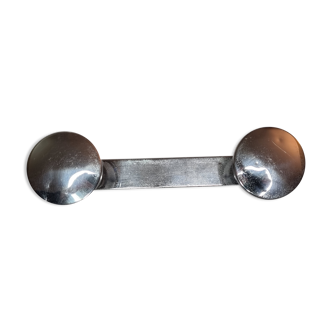 Coat rack in chrome metal art deco style, 2 hooks, 25 cm