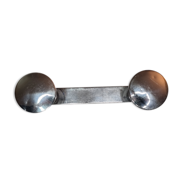 Coat rack in chrome metal art deco style, 2 hooks, 25 cm