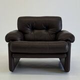 Fauteuil Coronado vintage B&B Italia en cuir marron foncé