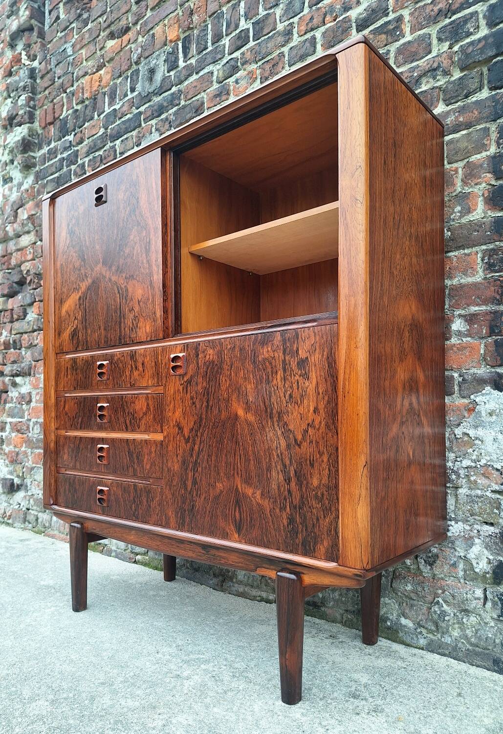 Vintage rosewood sideboard, antique secretary furniture, bookcase
