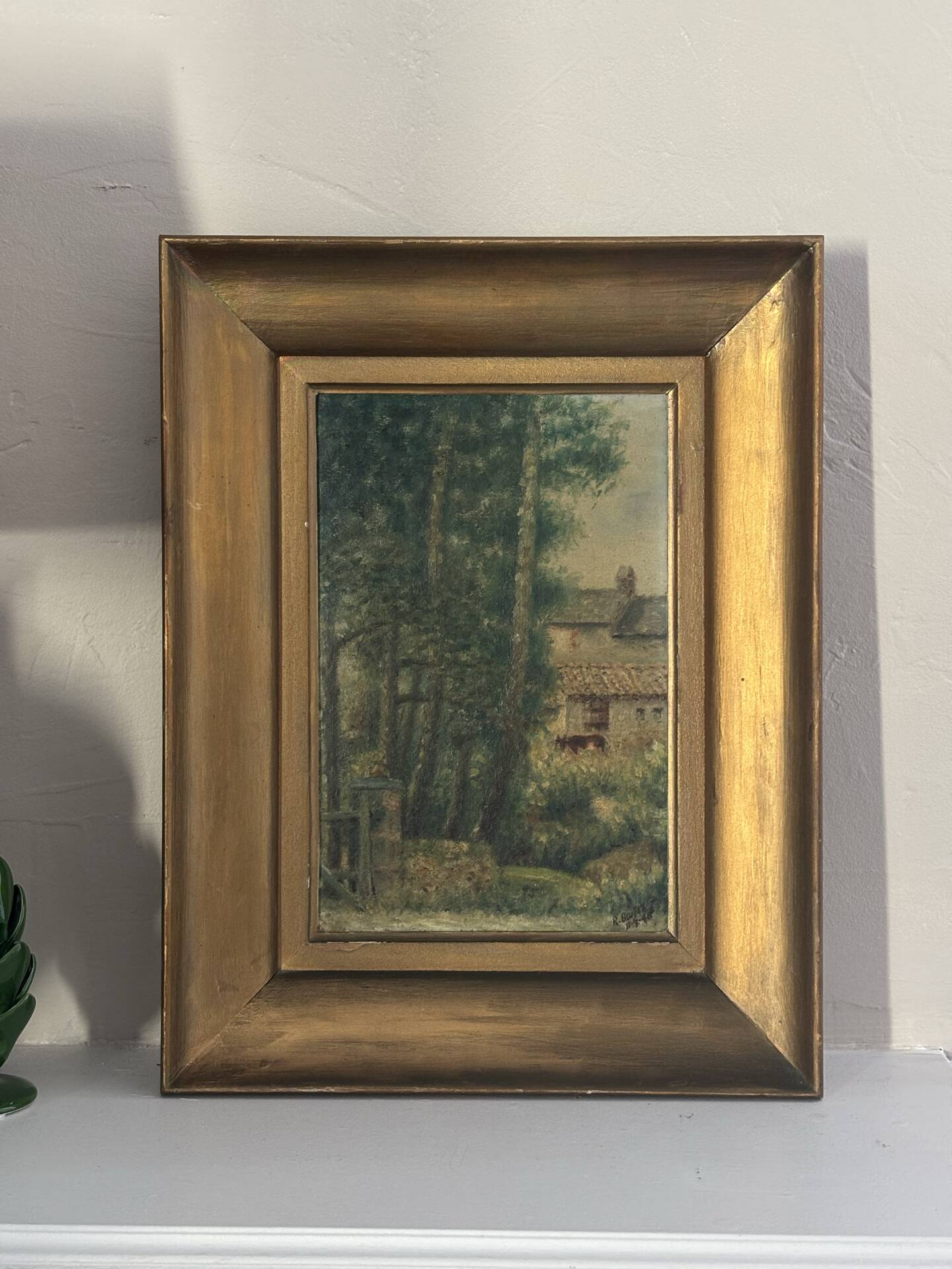 Peinture ancienne encadrée - signée R Guillet - 1948