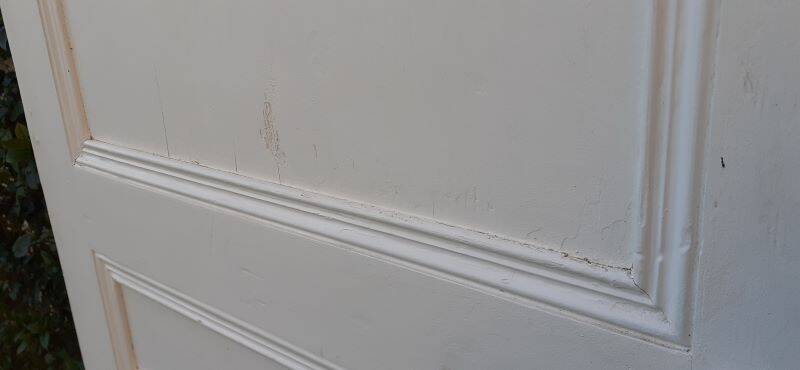 Communication door h216.5x87cm old paneled, molded