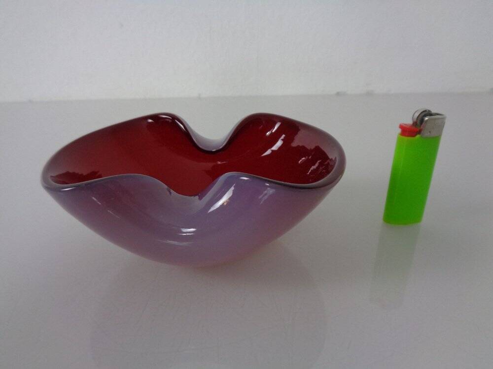 Red and Lilac Sommerso Murano Glass Bowl or Ashtray, Italy, 1960s