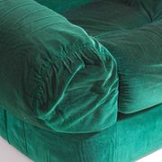 Pair of plump lounge fauteuils in green velvet, Italy 1970s