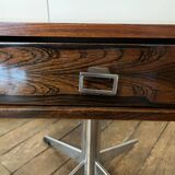 Vintage rosewood bedside table – 1970s – Chrome metal base