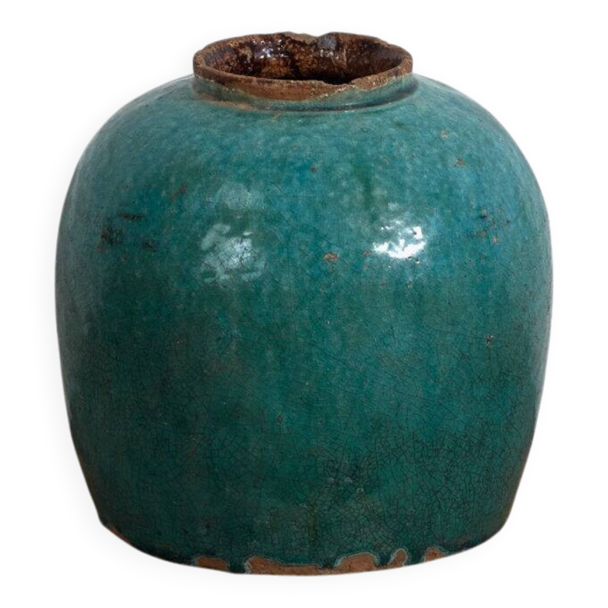 Antique turquoise enamelled vase (c.1820) #30