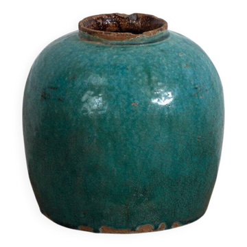 Vase ancien vert turquoise émaillé (c.1820) #30