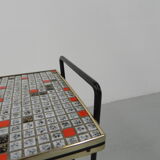 Vintage tile table with newspaper tray