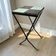 Vintage side table/plant table in mint blue and black ceramic