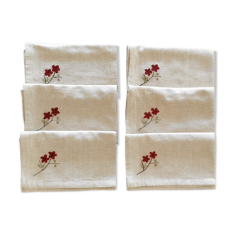 Set of 6 embroidered napkins