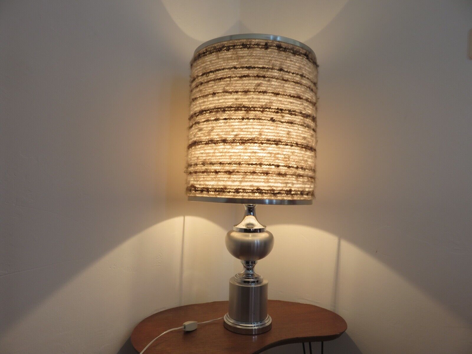 Brushed aluminum lamp and chrome aluminum typical 70s