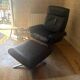 High back lounge chair + Hocker in leather by De Sede model DS-31